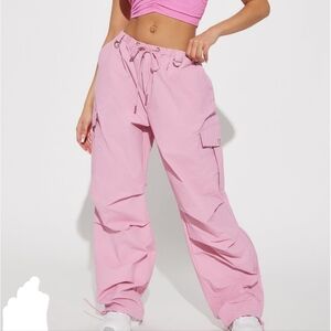 Fashion Nova Pink Parachuete Pants